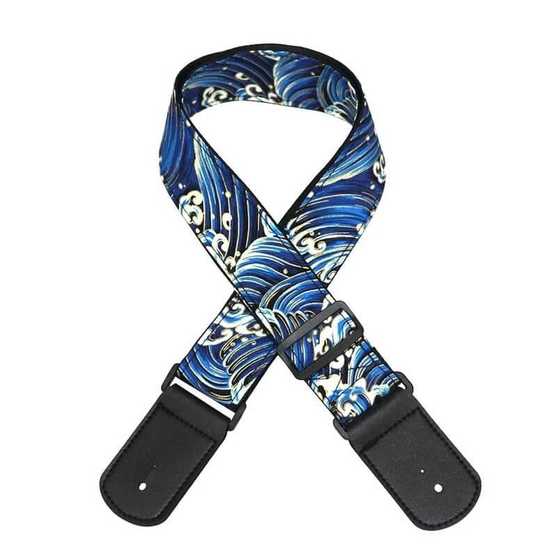 Japanese Inspired Guitar Strap featuring the Great Wave of Kanagawa