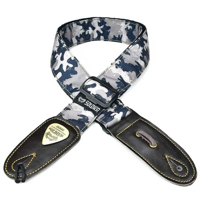 Blue and White Camouflage Patterned Guitar Strap