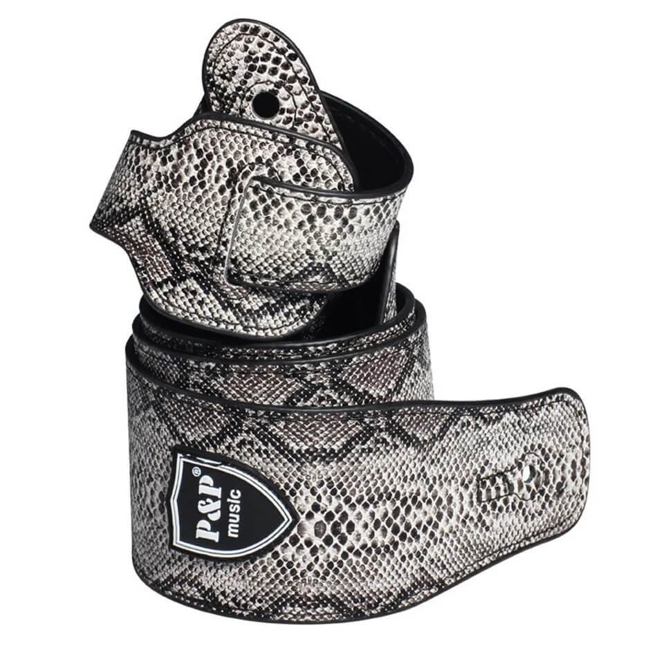 Grey Snake Skin Patterned Guitar Strap