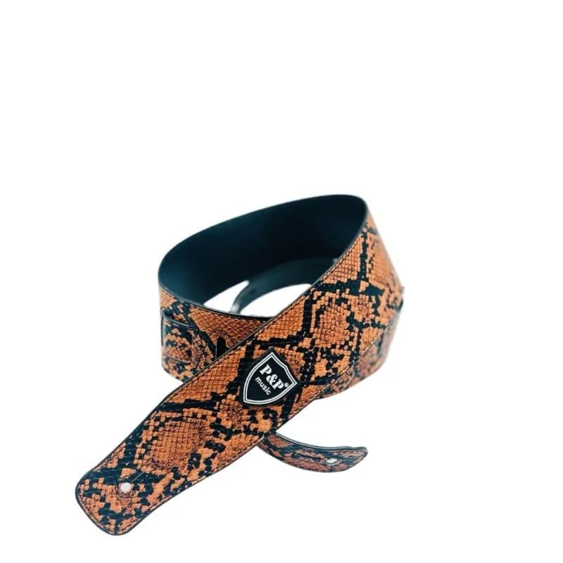 Beige Snake Skin Patterned Guitar Strap