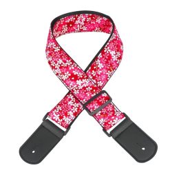 Guitar Strap with Small Pink Sakura Flower Pattern
