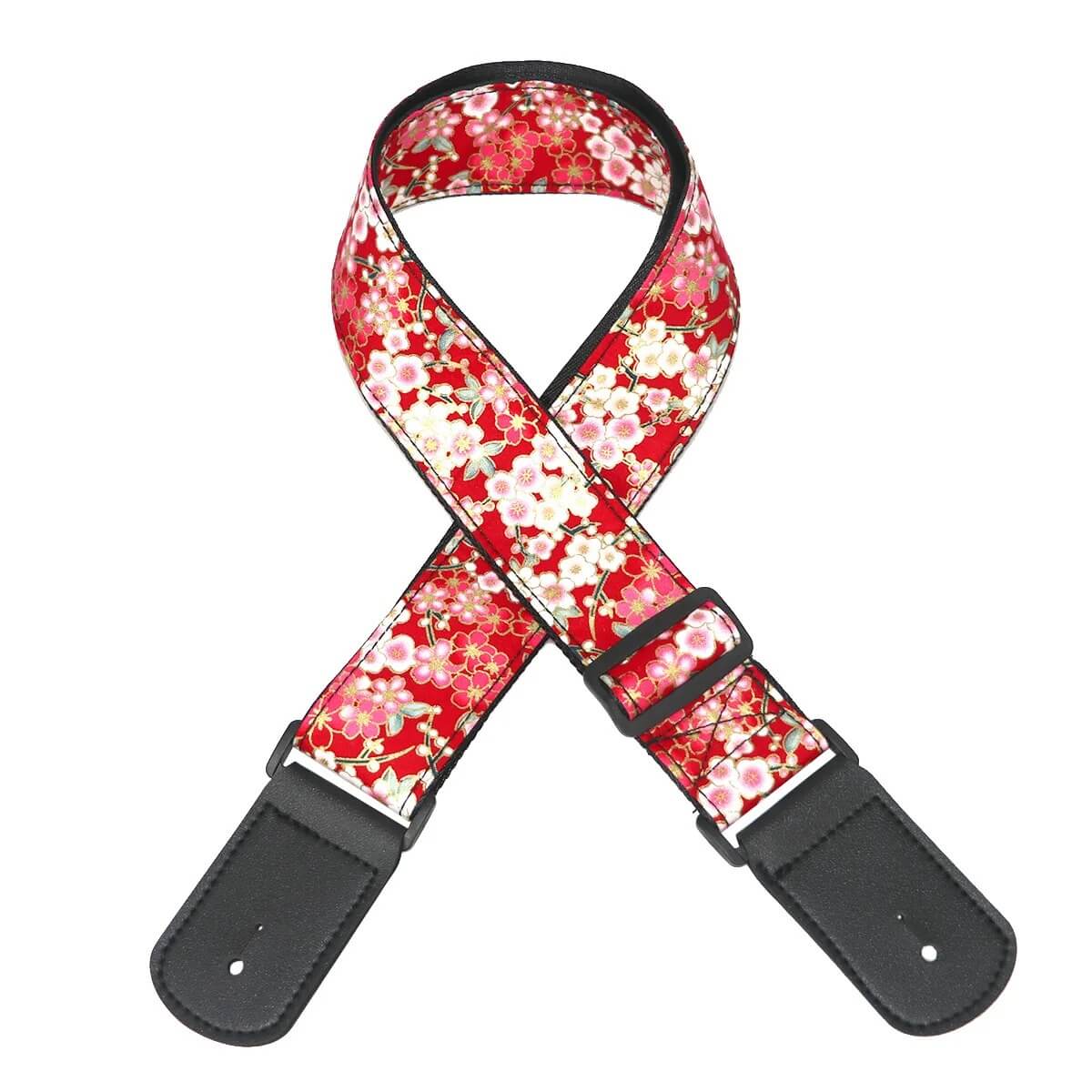 Electric guitar strap with Japan-inspired Sakura flower print