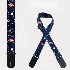Child's guitar strap made of polyester with a Planet pattern