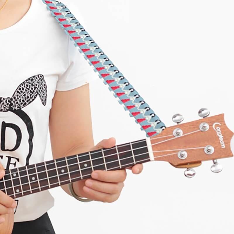 Details of Ukulele Strap with Hawaiian Vahiné Design - Choice of 3 Colors