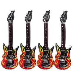 Set of 4 inflatable electric guitars with flame design