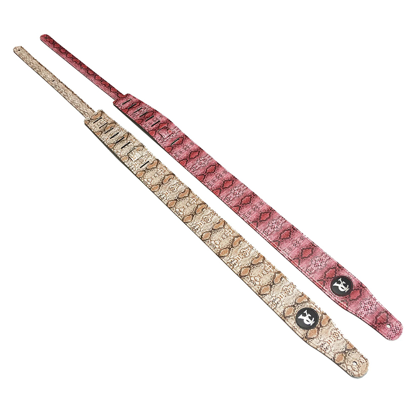 Genuine leather guitar strap with snake skin