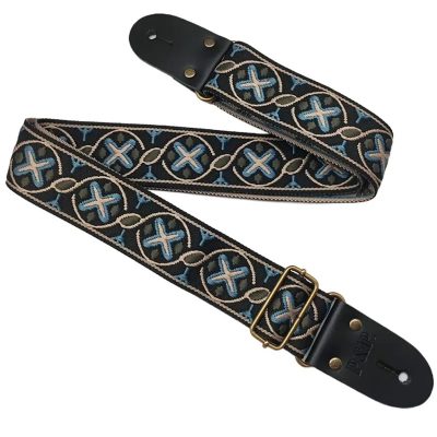 Vintage guitar strap with jacquard embroidered pattern - model 2