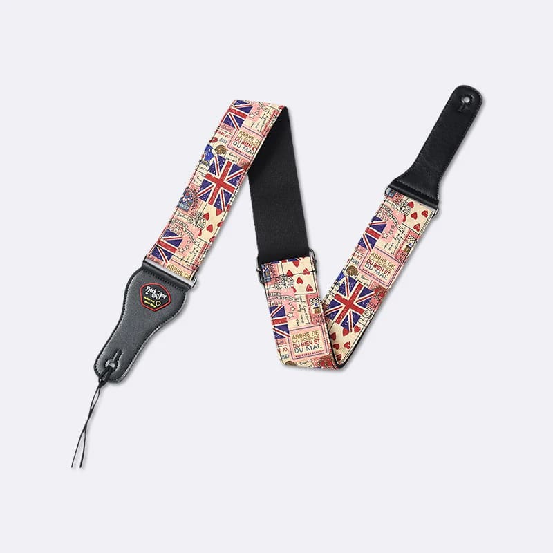 Guitar strap with a print of the English Union Jack flag - model 2