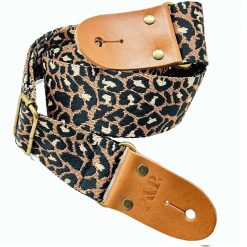Leopard print guitar strap - brown color