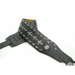 Genuine Leather Guitar Strap with Metal Cross Pattern