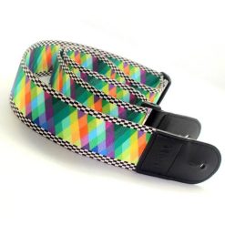 Multicolored Diamond Design Polyester Guitar Strap
