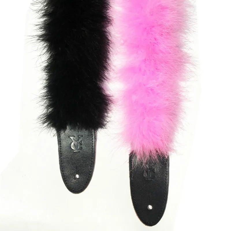 Guitar strap with boa feathers in 2 colors to choose from