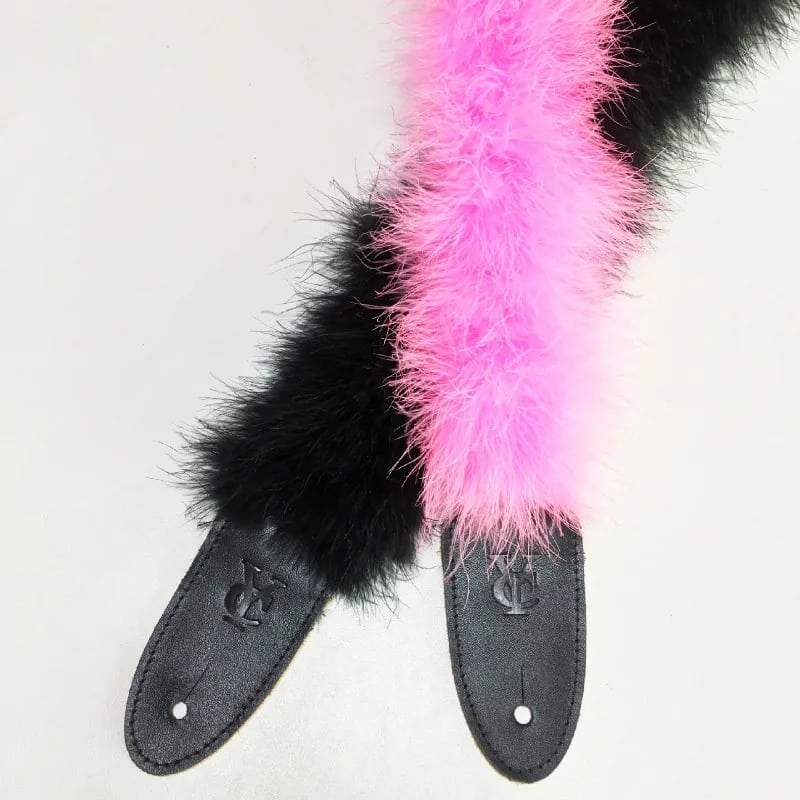 Guitar strap with boa feathers - 2 colors to choose from