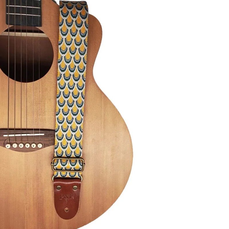 Sangle de guitare avec impression écailles de poissons - Couleur Jaune