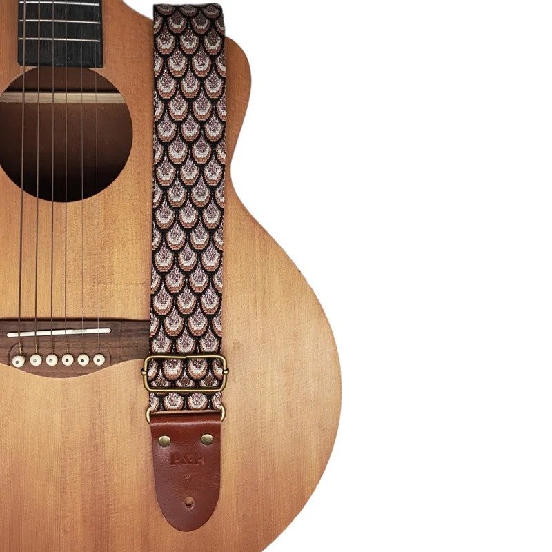 Sangle de guitare avec impression écailles de poissons - Couleur Marron