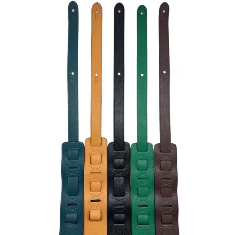 Adjustable soft leather bass guitar strap detail settings