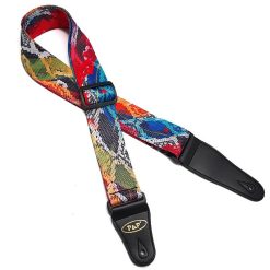 Design of a guitar strap with a multicolored snake skin pattern
