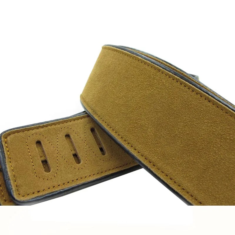 Leather and suede guitar strap - brown color