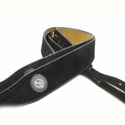 Leather and suede guitar strap - black color