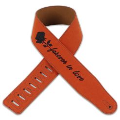 Leather guitar strap for rockers with the inscription Forever in Love
