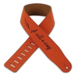 Leather guitar strap for rockers with the inscription A Will A Way