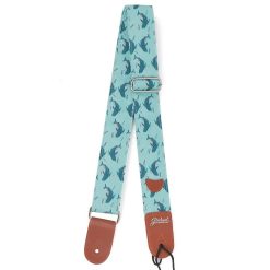 Guitar strap with blue dolphin print