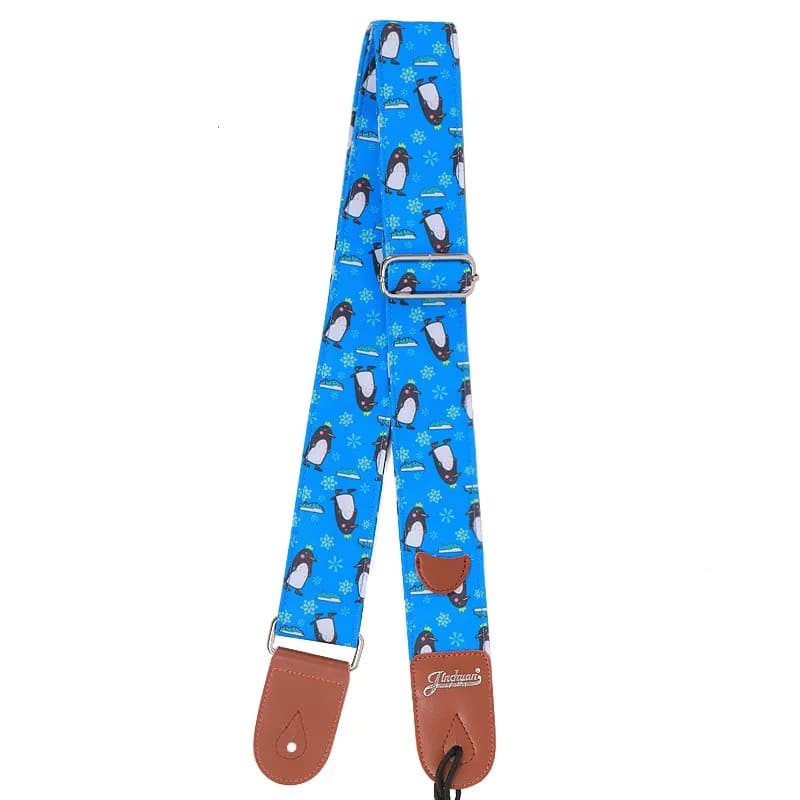 Guitar strap with Fun Penguins pattern