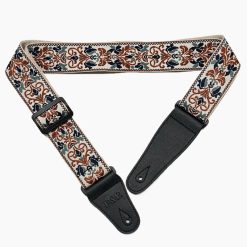 Guitar strap with floral pattern in brown tones