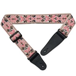 Guitar strap with pastel pink floral print