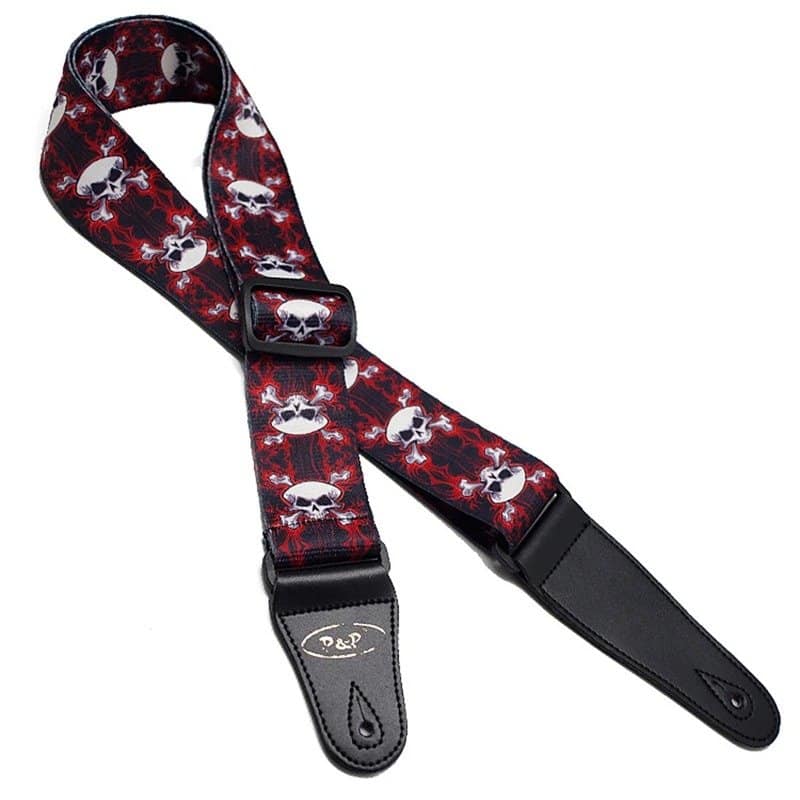 Pirate skull printed Jolly Rogers guitar strap
