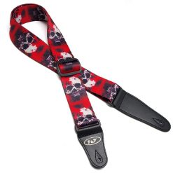 Printed guitar strap with skull head, darkness skull design