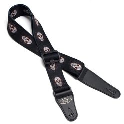 Printed guitar strap with skull design featuring small Mexican skulls
