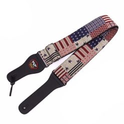 Vintage guitar strap with patchwork design of the U.S. flag.