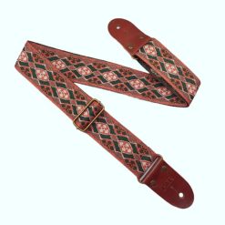 Vintage guitar strap with jacquard patterns in orange tones