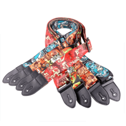 Guitar Strap with Masks and Fantastic Animals Design - 4 colors to choose from