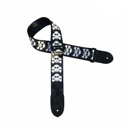 Guitar strap with skull head and small pirate motifs