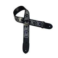 Guitar strap with heavy metal horn motifs
