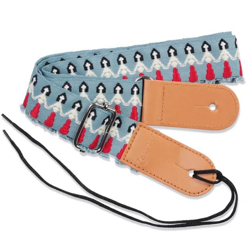 Ukulele Strap with Vahiné Hawaii Design - blue color