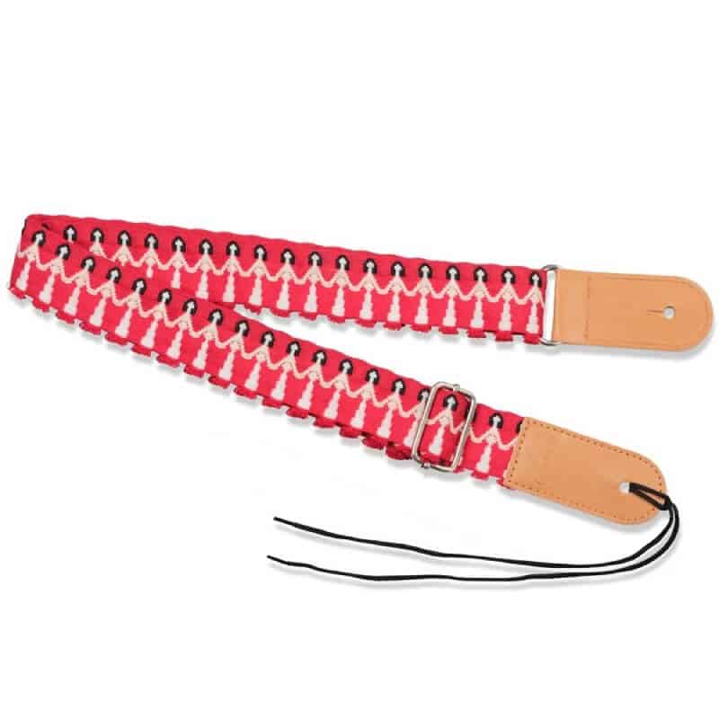 Ukulele Strap with Vahiné Hawaii Design - Red Color