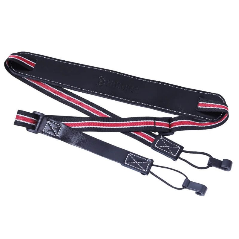 Very thin ukulele strap with shoulder pad - red color