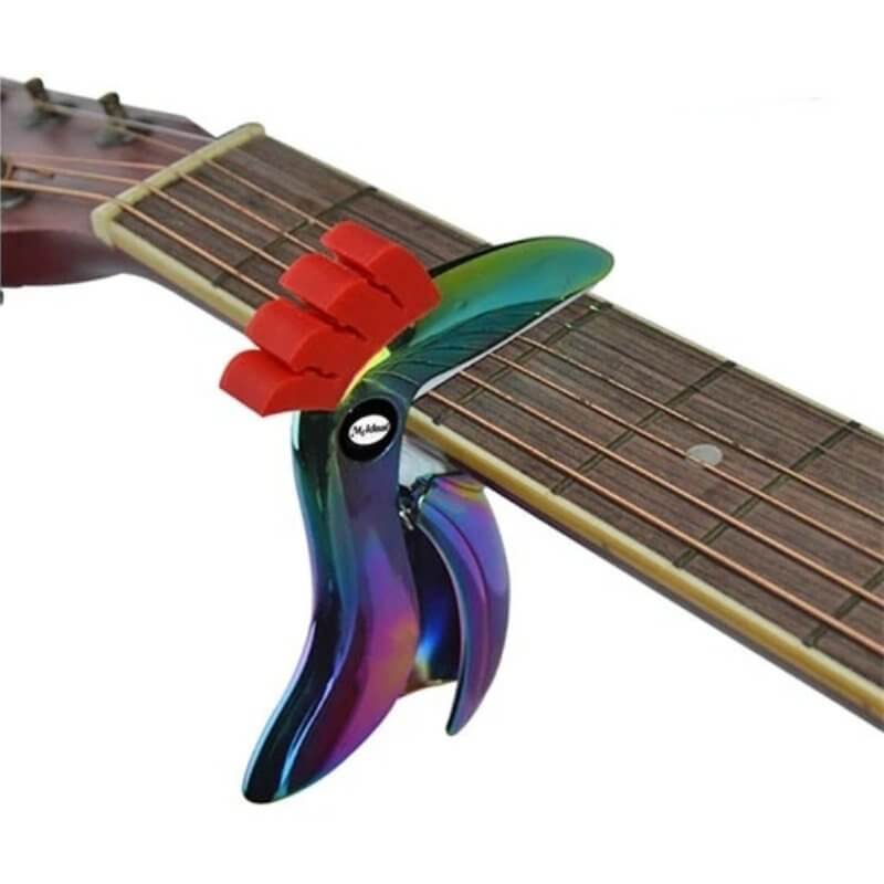 Zinc alloy metal capo in the shape of a Toucan - multicolored