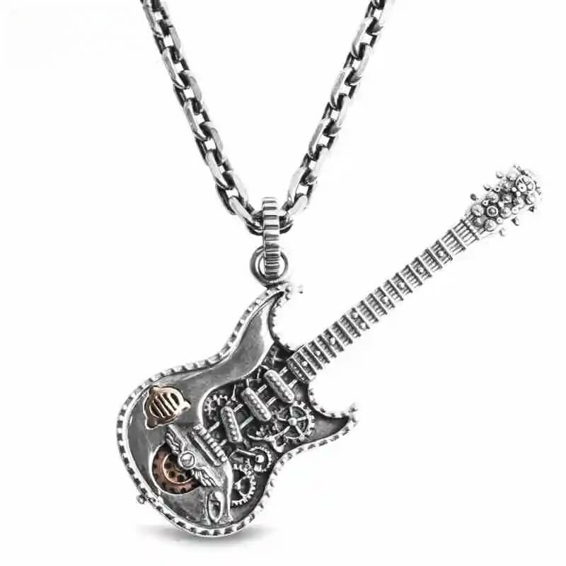 Details of the Rock Guitar Pendant in Genuine 925 Silver