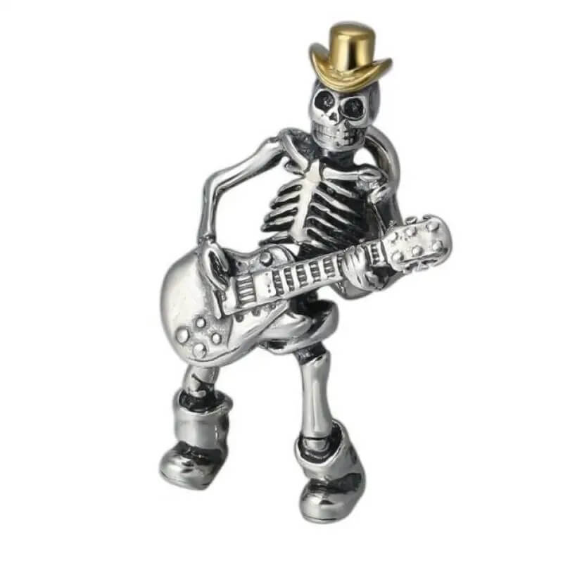 Details of Gothic Metal Skeleton Guitar Pendant