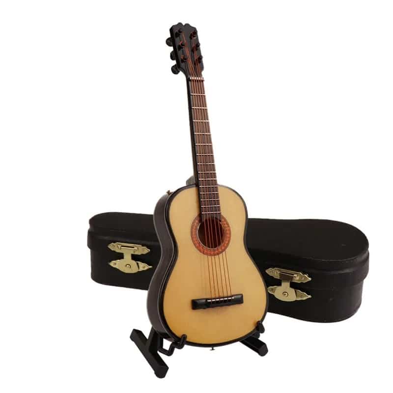 Miniature acoustic guitar with case and guitar stand - model 2