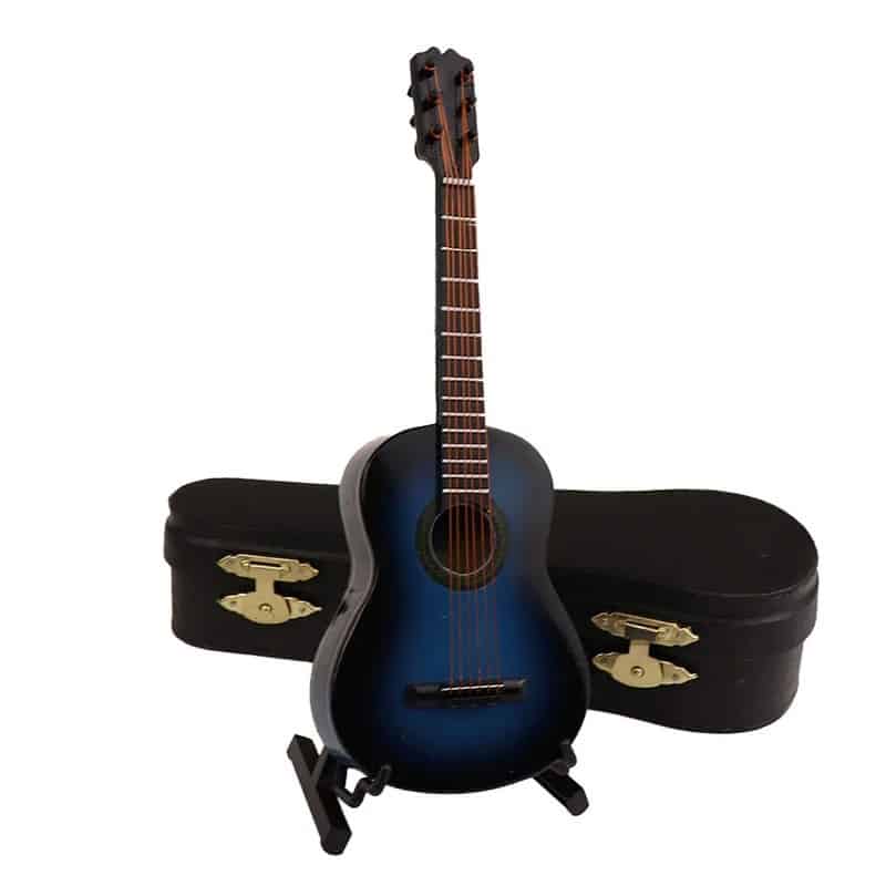 Miniature acoustic guitar with case and guitar stand - model 4