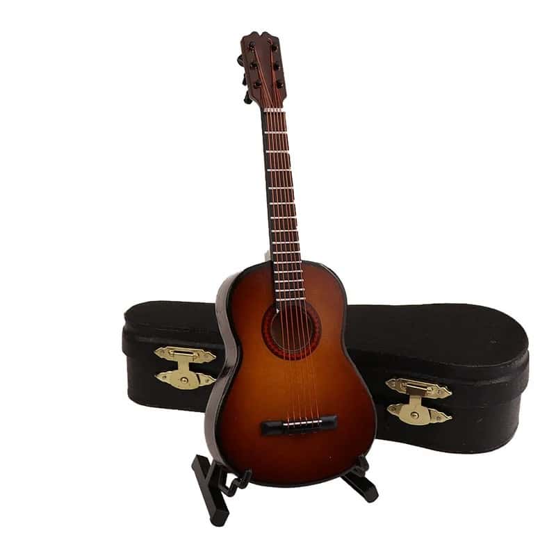Miniature acoustic guitar with case and guitar stand - model 5