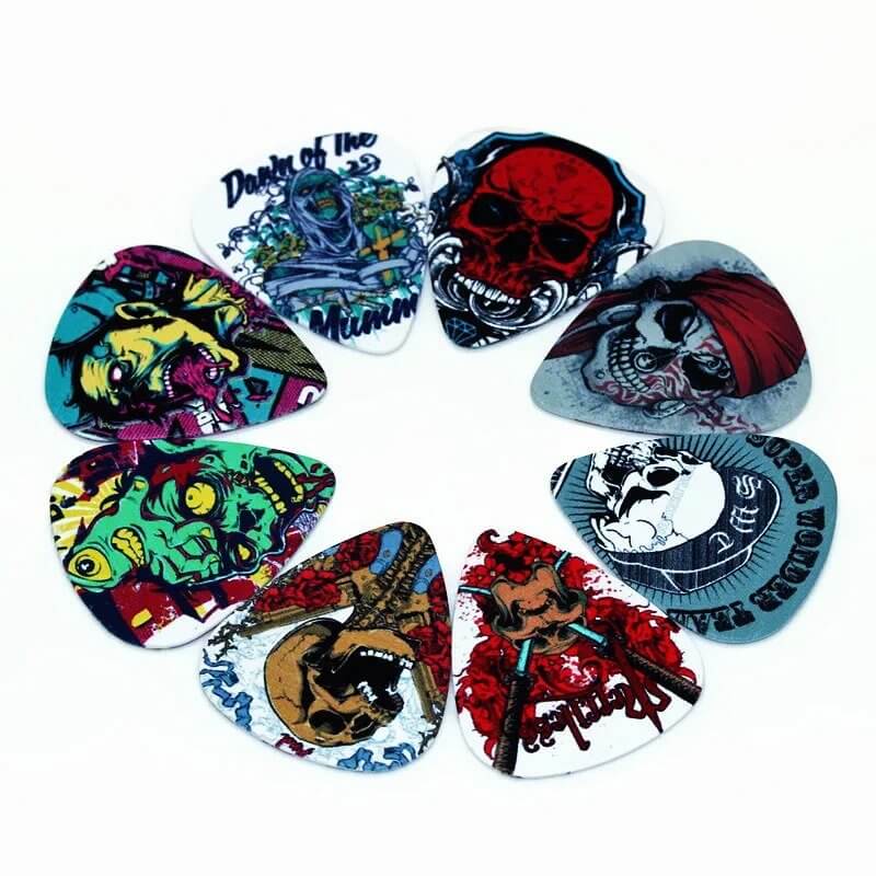 Set of 10 guitar picks with skull design from the Skull series