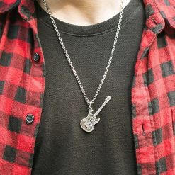 Genuine 925 Silver Rock Guitar Pendant