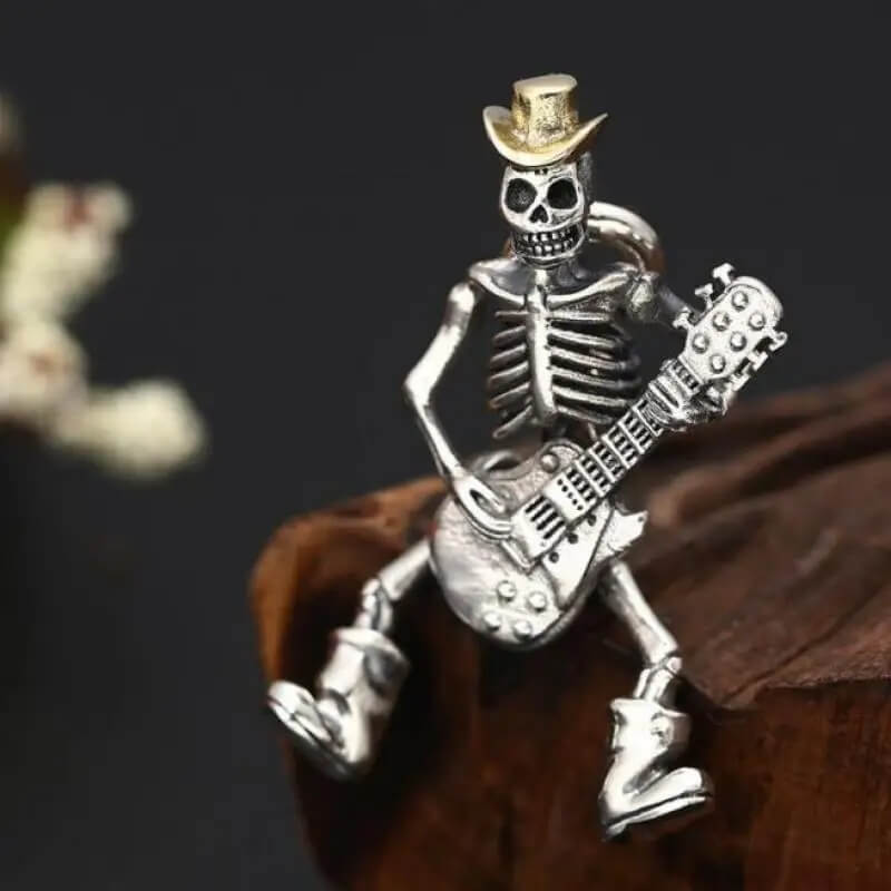 Gothic Metal Skeleton Guitar Pendant
