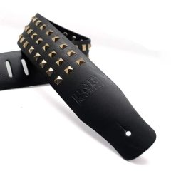 Black Leather Guitar Strap with Pyramidal Claw Studs